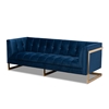 Baxton Studio Ambra Glam and Luxe Navy Blue Velvet Fabric Upholstered and Button Tufted Gold Sofa with Gold-Tone Frame